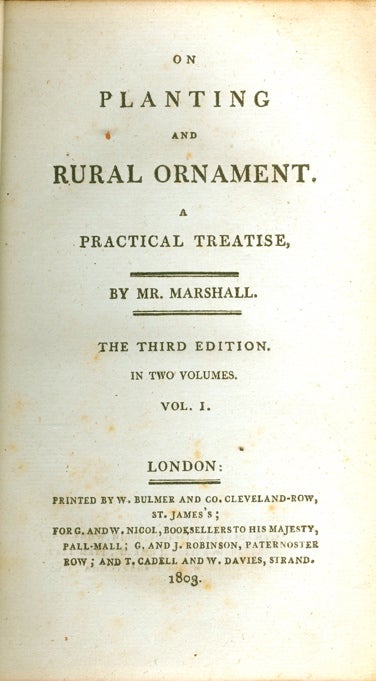 Item #1890 On Planting and Rural Ornament. A Practical Treatise. Marshall, William