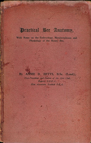 Item #2960 Practical Bee Anatomy. With Notes on the Embryology, Metamorphoses, and Physiology of the Honey Bee. Annie D. Betts.