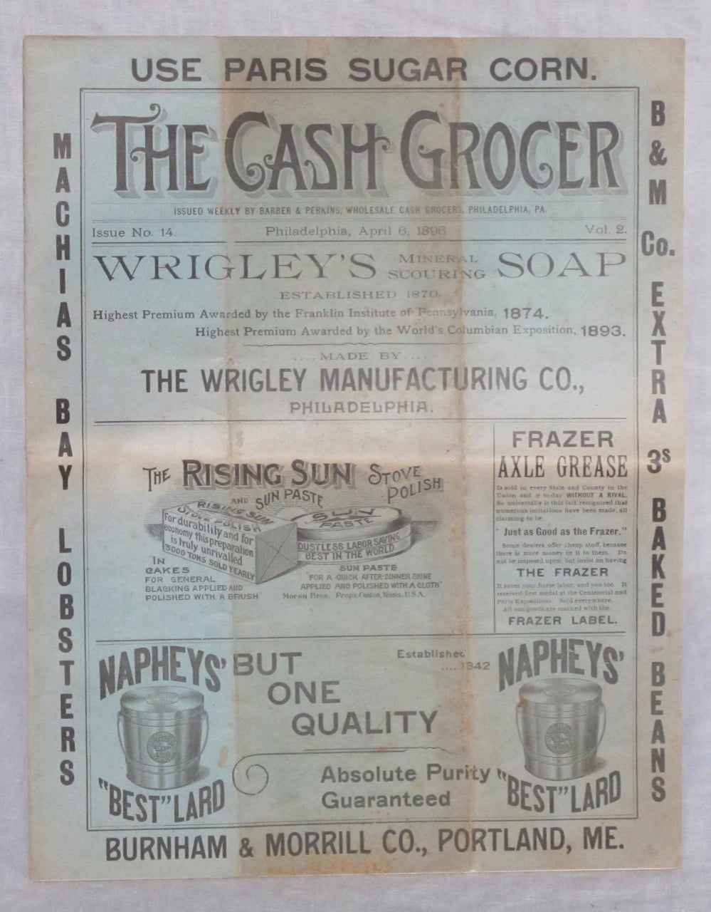 Item #3642 The Cash Grocer : Issued Weekly by Barber & Perkins, Wholesale Cash Grocers, Philadelphia, PA. Vol. 2, Issue No. 14, Philadelphia, April 6, 1896. Barber, Perkins.