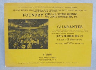Giunta Brothers Manufacturing Co. Catalog No. 28.