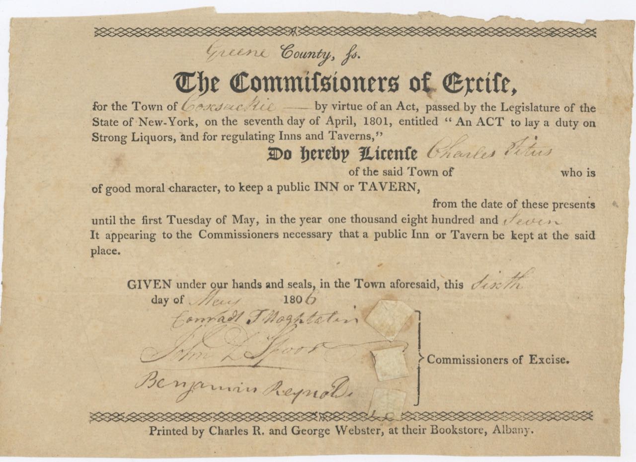 Item #3759 [Early 19th century New York Liquor and Tavern Licenses]. Tavern Licenses, Charles Titus.