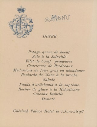 A collection of late 19th and early 20th century Egyptian Menus.