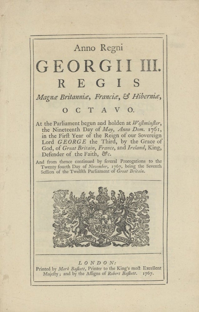 Item #4781 Anno Regni Georgii III. Regis Magnae Britanniae... An Act for the free Importation of...