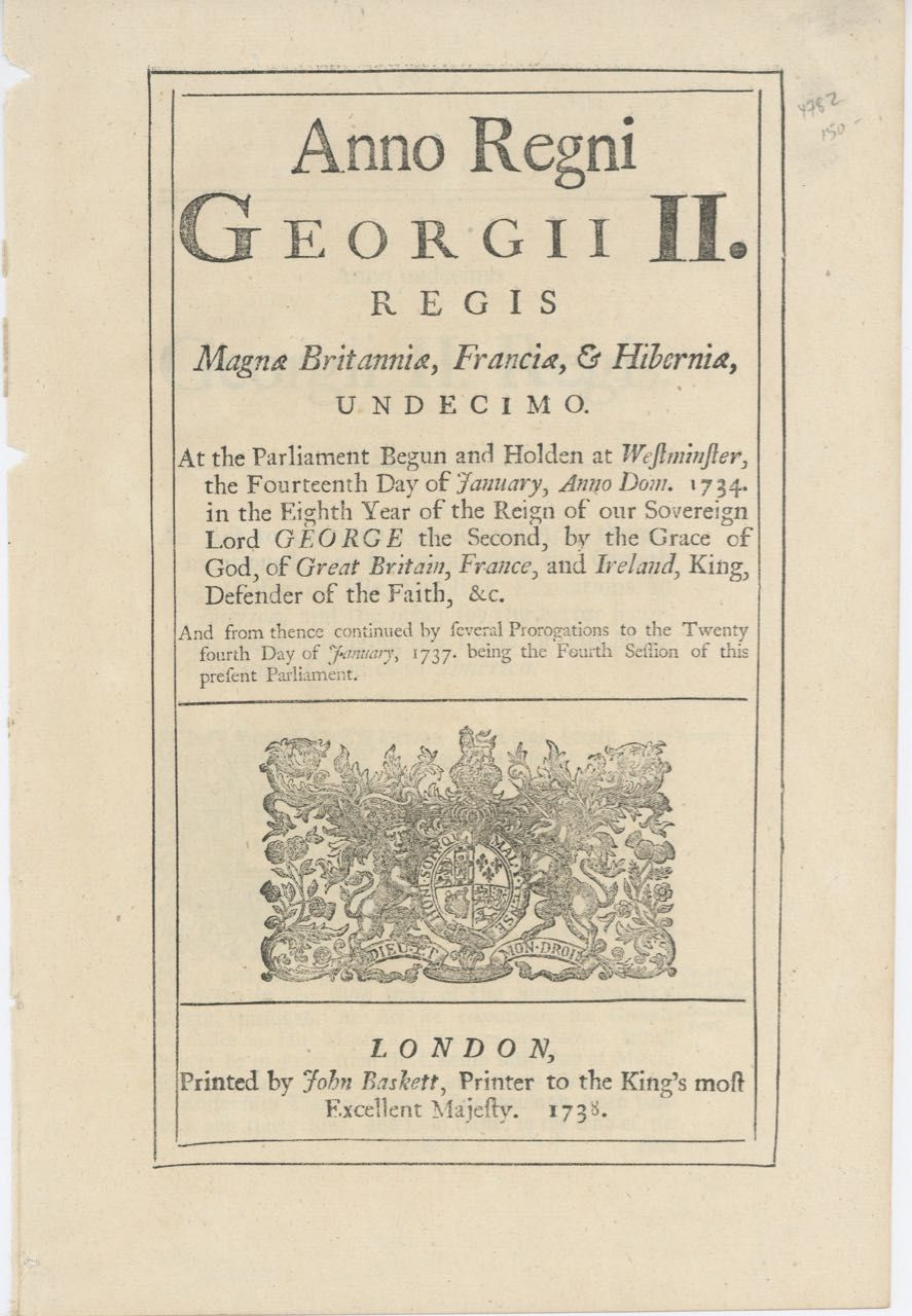 Item #4782 Anno Regni Georgii III. Regis Magnae Britanniae... An Act to continue two several acts therein mentioned; one for securing the growth of Coffee in his Majesty's Plantations in America, and the other for the better securing and encouraging the Trade of His Majesty's Sugar Colonies in America. Acts, Sugar Trade Ordinances: Coffee.