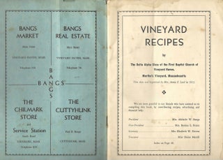 Vineyard Recipes, by The Delta Alpha Class of the First Baptist Church of Vineyard Haven, Martha's Vineyard, Massachusetts.