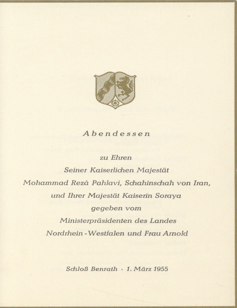 Item #5552 Abendessen, zu Ehren Seiner Kaiserlichen Majestat Mohammad Reza Pahlavi, Schinaschah...