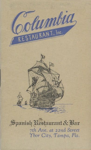 Item #5862 Compliments of Columbia Spanish Restaurant and Bar. [Cover title: Columbia Restaurant Inc., Spanish Restaurant & Bar, 7th Ave. at 22nd Street.]. Genial Tony, Florida Ybor City, Columbia Restaurant Inc.