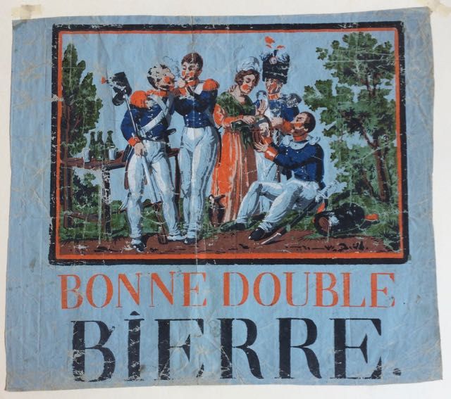 Item #5945 Bonne double bierre. Wallpaper advertising broadside - Beer, Paulot, Carré.