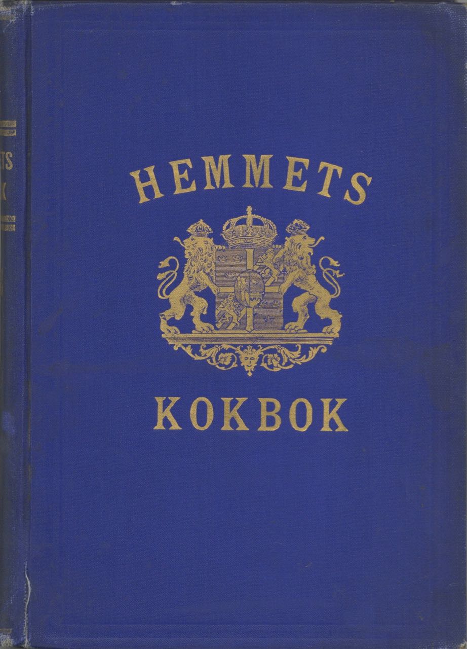 Item #6058 Hemmets Kokbok. Utarbetad af Fackskolan for Huslig Ekonomi i Upsala. Pris $1.25. Swedish cookbook.