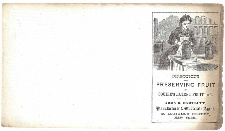 Item #6273 Directions for preserving fruit in Squire's Patent Fruit Jar. Handbill –...