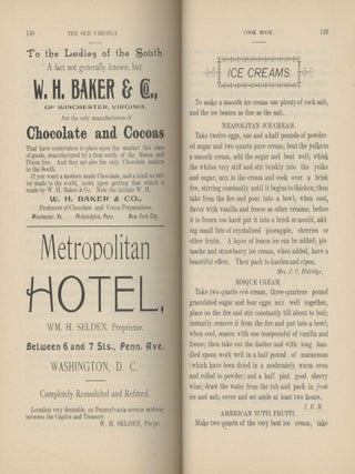 The Old Virginia Cook Book of 600 tested and proved recipes: furnished by noted Virginia housewives, few, if any, having ever before appeared in print. Published under the auspices of the Ladies' Auxiliary of the Y.M.C.A., Petersburg, VA.
