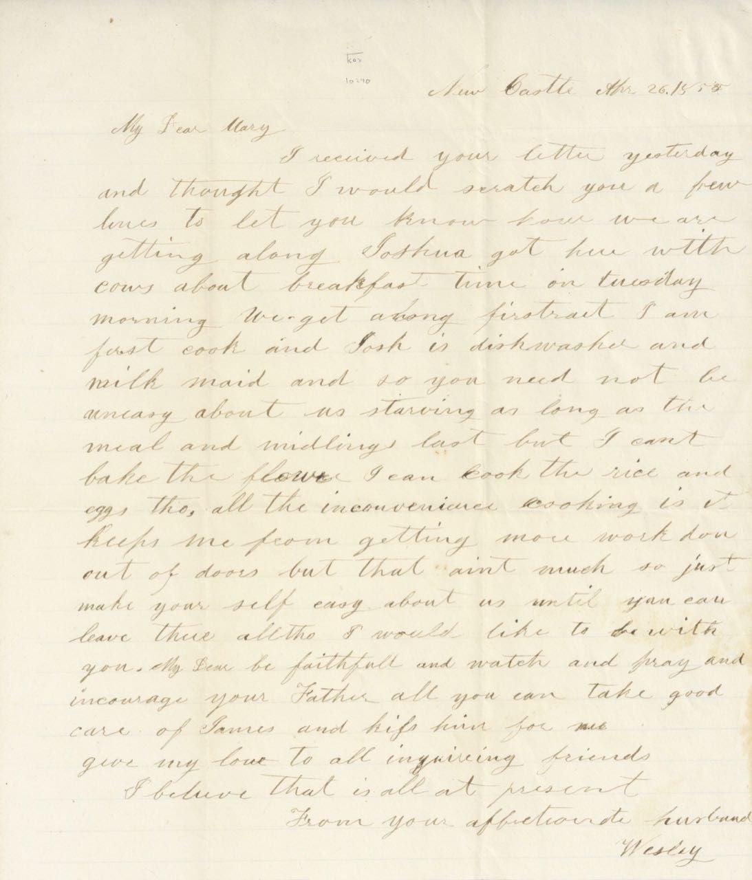 Item #6961 Autograph letter signed. Manuscript – correspondence, Wesley.