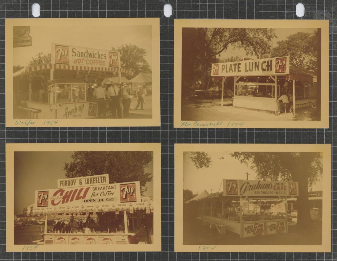 Item #7182 [Photographic talley of placement of 7-UP advertising]. Photo collection – Iowa State Fair Lunch Stands.