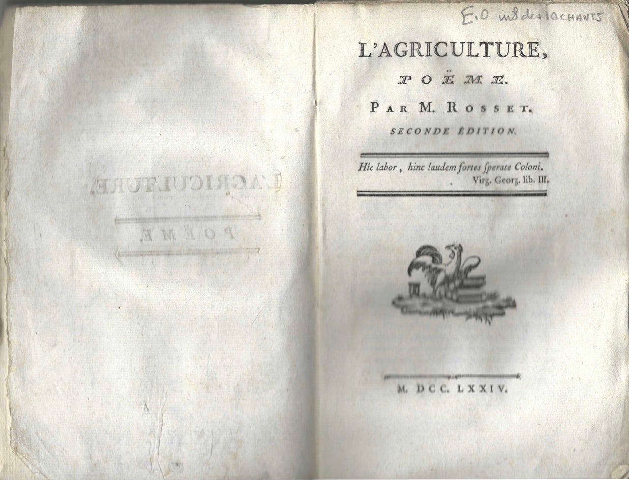 Item #7418 L'Agriculture: Poëme. Seconde édition. Pierre-Fulcrand de Rosset.