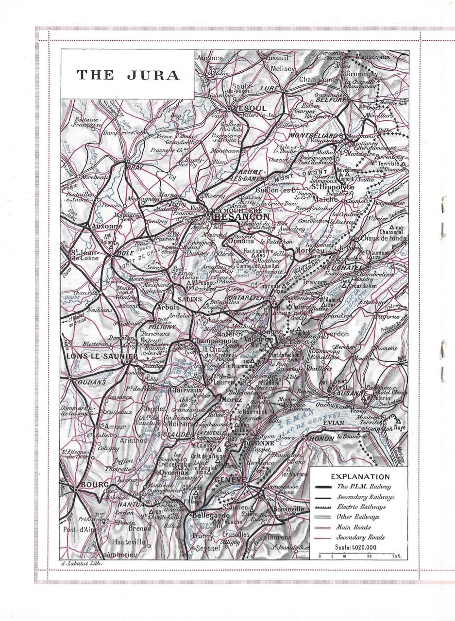 Item #8371 Atlas P.L.M. Jura, Burgundy. Atlas – wine, Lyons Paris, Mediterranean Railway.