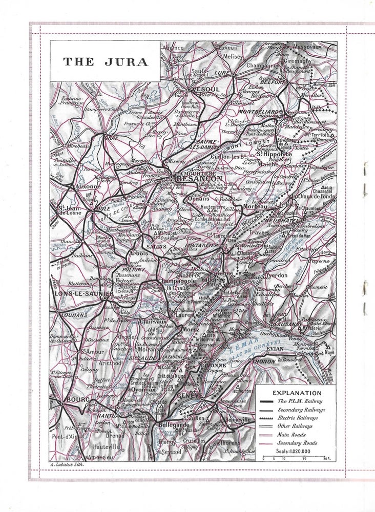 Item #8371 Atlas P.L.M. Jura, Burgundy. Atlas – wine, Lyons Paris, Mediterranean Railway