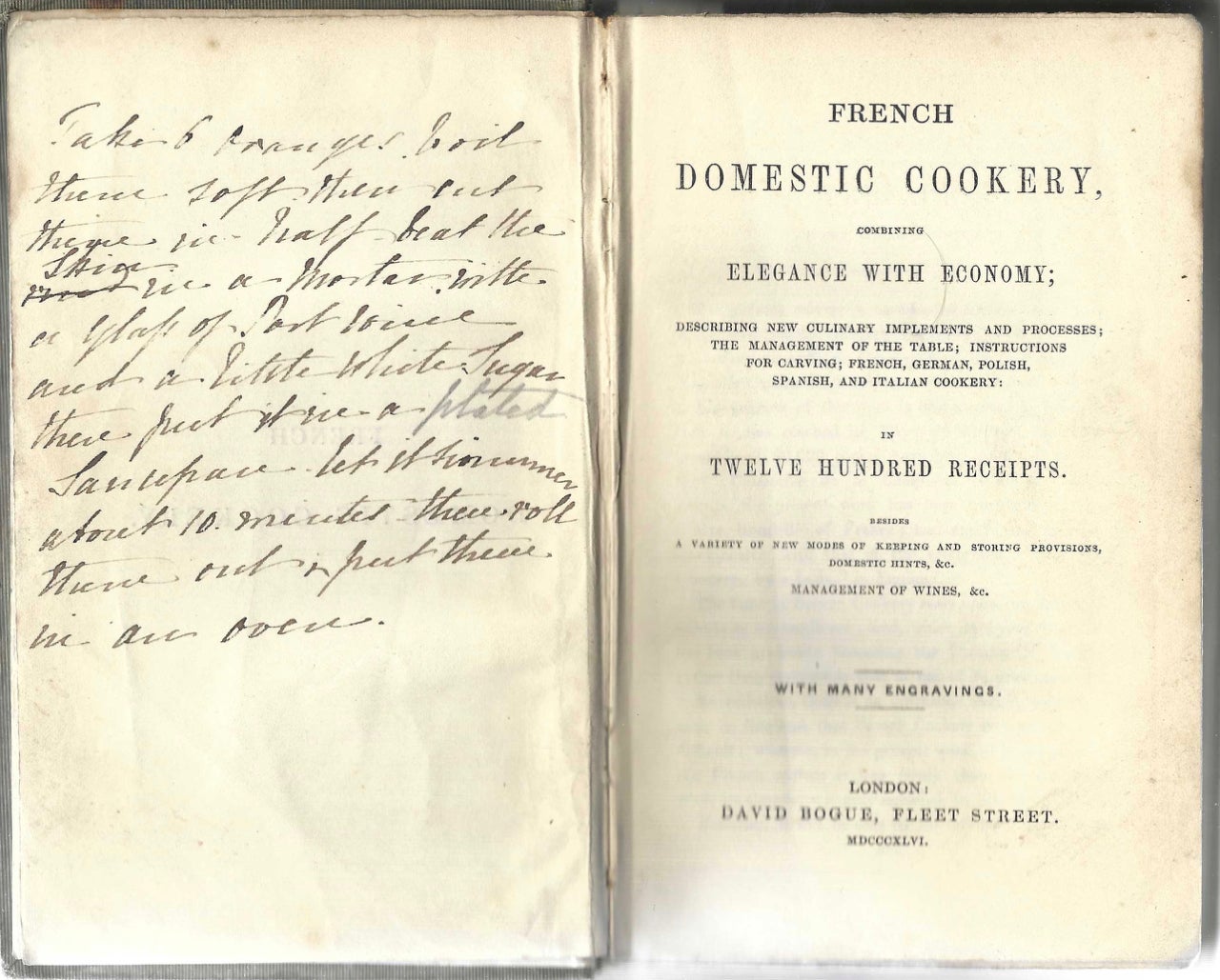 Item #8959 French Domestic Cookery, Combining Elegance with Economy; Describing New Culinary Implements and Processes; the Management of the Table; Instructions for Carving; French, German, Polish, Spanish and Italian Cookery: in Twelve Hundred Receipts, besides a Variety of New Modes of Keeping and Storing Provisions, Domestic Hints, &c... Management of Wines, &c. With many engravings. Louise Eustache Audot.