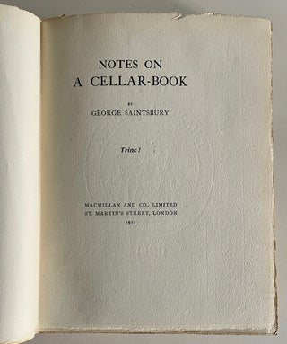 Notes on a Cellar-Book. Trinc!