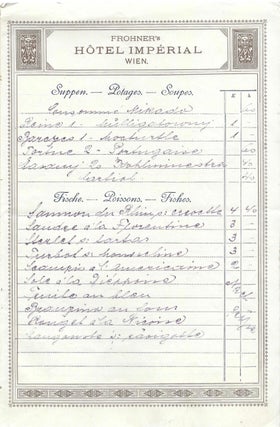 Frohner's Hotel Imperial, Wien. am 24 Januar, 1900.