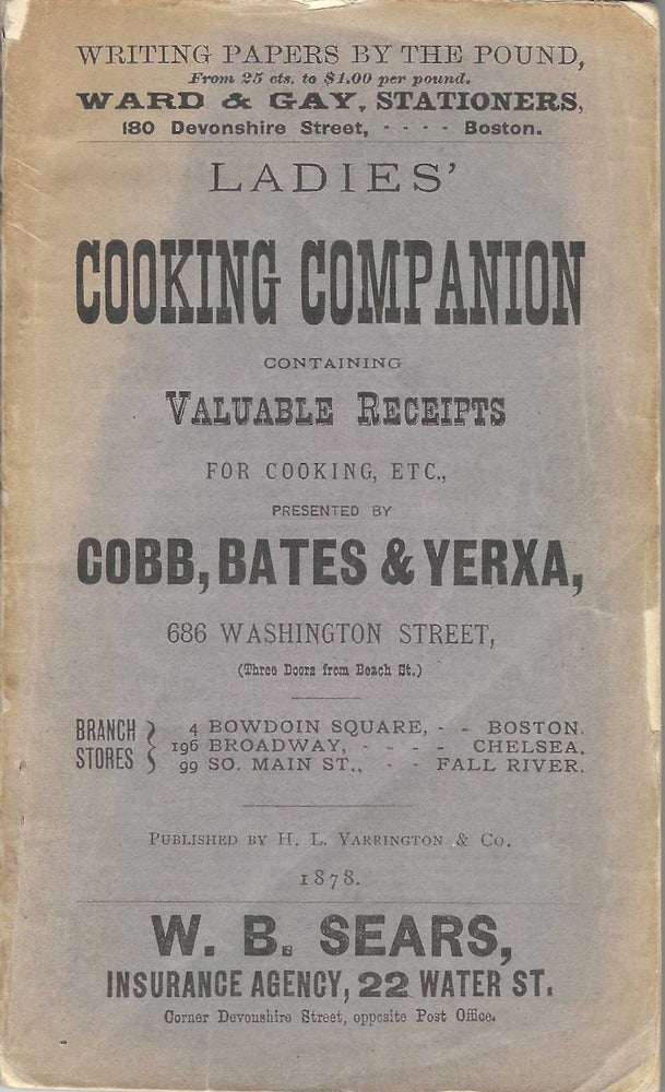 Item #9388 Ladies' Cooking Companion, Containing valuable receipts for cooking, etc. Burnett,...